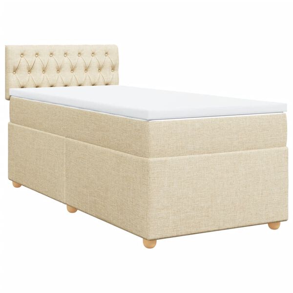 vidaXL Cama com molas/colch&atilde;o 90x200 cm tecido cor cr&egrave;me