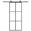 vidaXL Porta deslizante c/ conj. ferragens 90x205cm vidro ESG preto