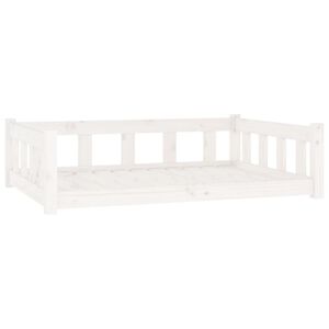 vidaXL Cama para c&atilde;es 105,5x75,5x28 cm madeira de pinho maci&ccedil;a branco