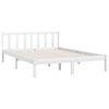 vidaXL Estrutura de cama casal 135x190 cm pinho maci&ccedil;o branco