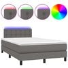 vidaXL Cama box spring c/ colch&atilde;o/LED 120x190cm couro artificial cinza