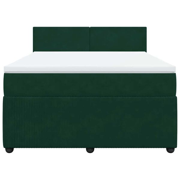vidaXL Cama com molas/colch&atilde;o 140x200 cm veludo verde-escuro