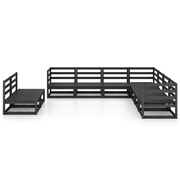 vidaXL 9 pcs conjunto lounge de jardim pinho maciço preto