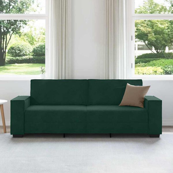 vidaXL Sof&aacute; de 3 lugares 220x78x84 cm veludo verde-escuro