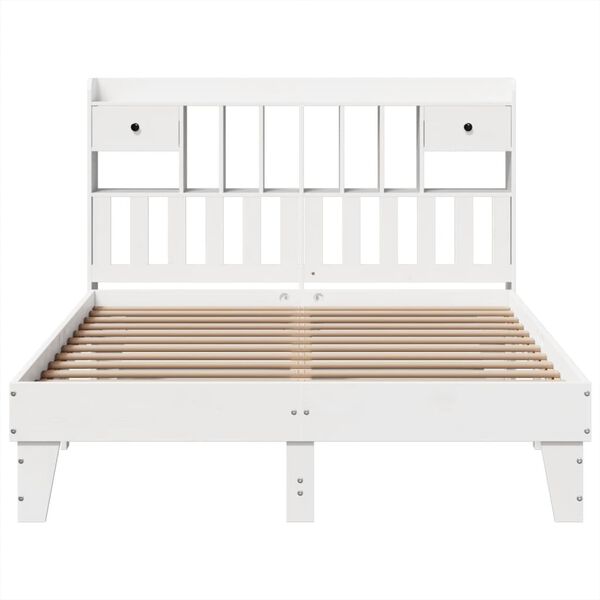 vidaXL Cama sem colch&atilde;o 140x200 cm madeira de pinho maci&ccedil;a branco
