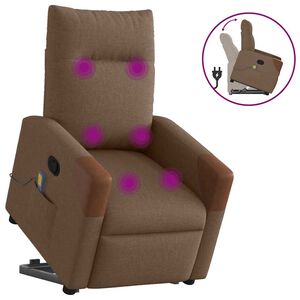 vidaXL Poltrona reclin&aacute;vel massagens tecido castanho