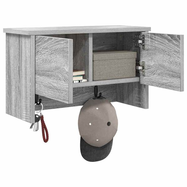 vidaXL Cabideiro de Parede com prateleira Cinza Sonoma 50 x 20 x 30 cm