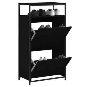 vidaXL Sapateira 60x34x112 cm derivados de madeira preto
