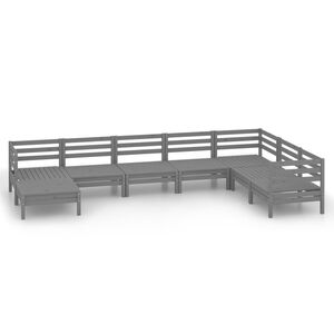 vidaXL 8 pcs conjunto lounge de jardim pinho maci&ccedil;o cinzento
