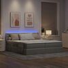 vidaXL Cama com luzes de tira LED Cinzento-claro 200 x 200 cm tecido
