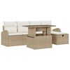 vidaXL Conjunto de Sof&aacute; de Jardim 6 pcs Bege Rattan Sint&eacute;tico