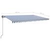 vidaXL Toldo autom&aacute;tico c/ LED e sensor de vento 5x3,5 m azul e branco