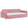 vidaXL Sofá-cama com gavetão e gavetas 90x200 cm veludo rosa