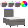 vidaXL Cama box spring c/ colch&atilde;o/LED 120x200cm couro artificial cinza