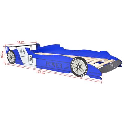 vidaXL Cama carro de corrida LED para crianças 90x200 cm azul
