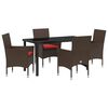 vidaXL Conjunto de Mesa e Cadeiras 5 unid. Marrom e Vermelho