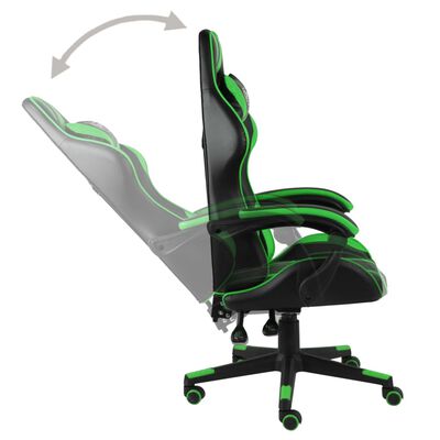 vidaXL Cadeira estilo corrida couro artificial preto e verde