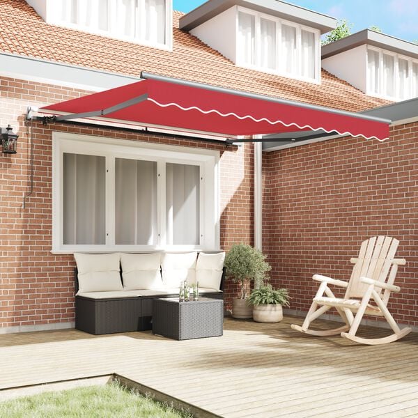 vidaXL Toldo Retr&aacute;til Vermelho 350 x 250 cm Tecido e Alum&iacute;nio