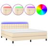 vidaXL Cama box spring c/ colch&atilde;o e LED 160x200 cm tecido cor creme