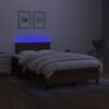 vidaXL Cama box spring c/ colch&atilde;o/LED 120x190cm tecido castanho-escuro