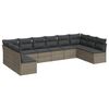 vidaXL 10 pcs conjunto sof&aacute;s de jardim c/ almofad&otilde;es vime PE cinzento