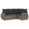 vidaXL 4 pcs conjunto sof&aacute;s de jardim c/ almofad&otilde;es vime PE cinzento