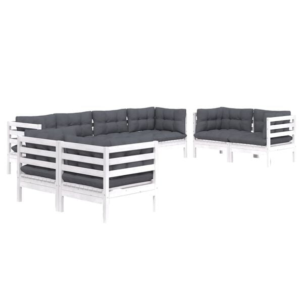 vidaXL 8 pcs conjunto lounge de jardim c/ almofad&otilde;es pinho maci&ccedil;o