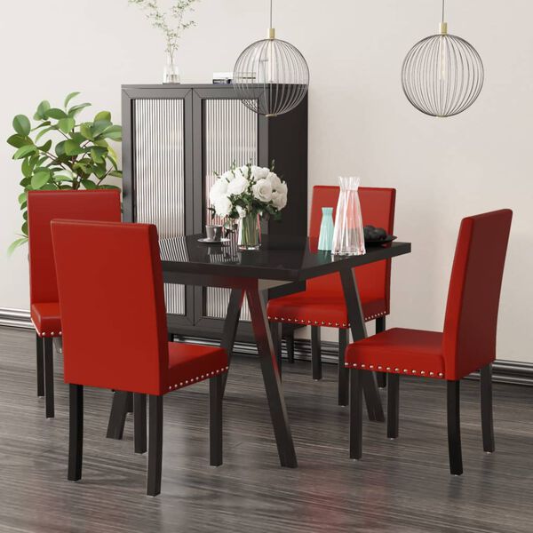 vidaXL Cadeiras de jantar 4 pcs PVC vermelho tinto