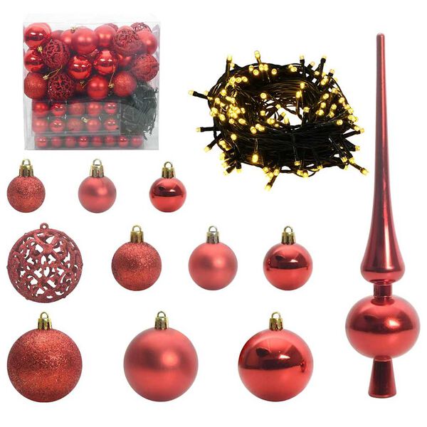 vidaXL Conjunto de Bolas de Natal 120 pcs Vermelho Plástico