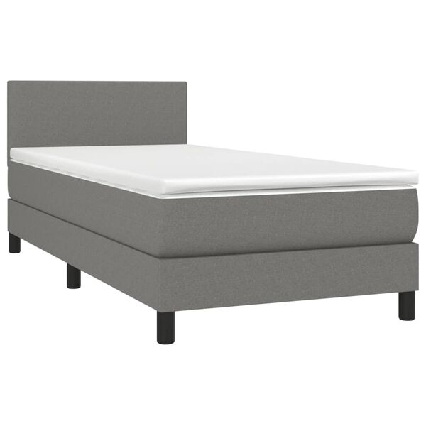 vidaXL Cama com molas/colch&atilde;o 90x200 cm tecido cinzento-escuro