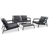 vidaXL 4 pcs conj. lounge jardim + almofad&otilde;es alum&iacute;nio cinzento-escuro