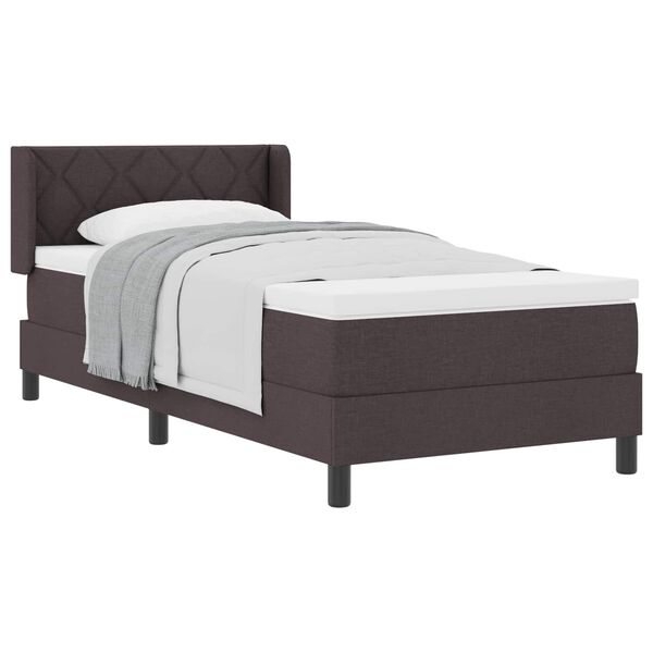 vidaXL Cama Box com colch&atilde;o Marrom Escuro 200 x 100 cm tecido