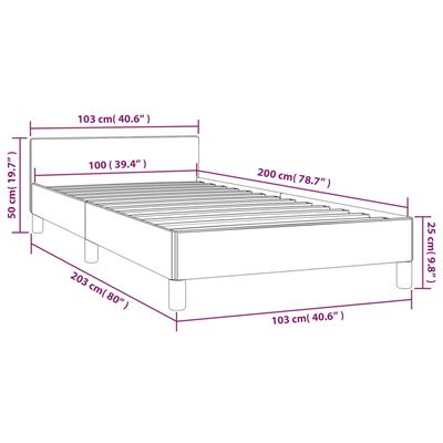 vidaXL Estrutura de cama c/ cabeceira tecido preto 100x200 cm