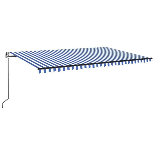 vidaXL Toldo automático LED e sensor de vento 500x300 cm azul e branco