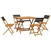 vidaXL 5 pcs conj. jantar p/ jardim polipropileno/madeira maci&ccedil;a preto