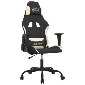 vidaXL Cadeira de gaming tecido cor preto e creme