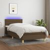 vidaXL Cama box spring c/ colch&atilde;o/LED 90x190 cm tecido castanho-escuro