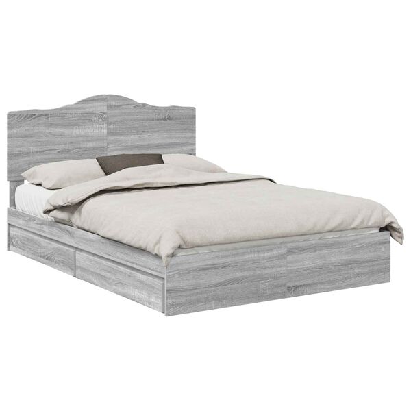 vidaXL Cama com Armazenamento com cabeceira Cinza Sonoma 150 x 200 cm