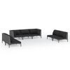vidaXL 7 pcs conj. lounge jardim c/ almofad&otilde;es vime PE cinzento-escuro