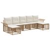 vidaXL Conjunto de Sof&aacute;s para Exterior 7 unid. Natural e Branco Creme