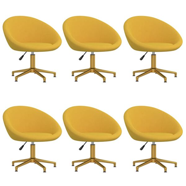 vidaXL Cadeiras de jantar 6 pcs veludo amarelo