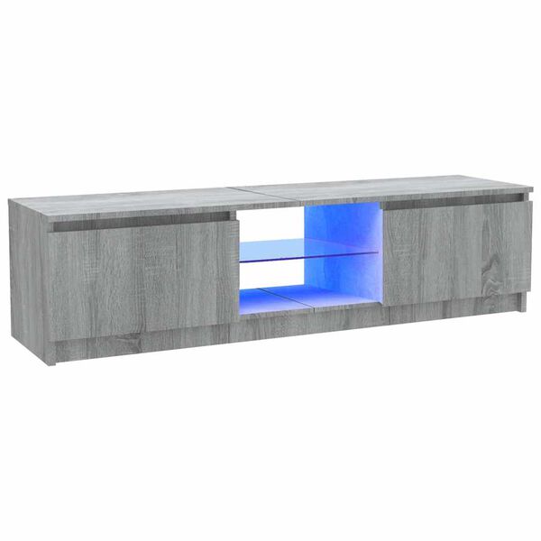 vidaXL M&oacute;vel de TV com luzes LED 120x30x36 cm cinzento sonoma
