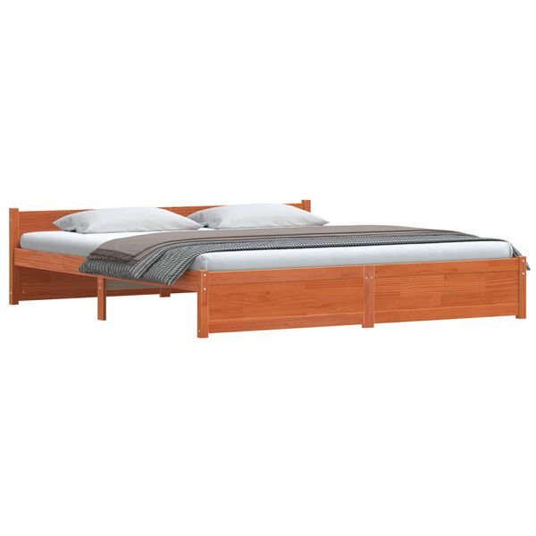 vidaXL Estrutura da Cama Marrom Cera 205.5 x 95.5 x 51 cm