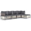 vidaXL 5 pcs conjunto lounge de jardim c/ almofad&otilde;es vime PE antracite