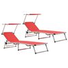 vidaXL Espregui&ccedil;adeiras dobr&aacute;veis c/ teto 2pcs alum/textilene vermelho
