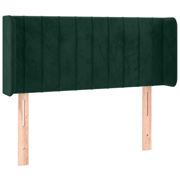 vidaXL Cabeceira cama c/ luzes LED veludo 83x16x78/88 cm verde-escuro