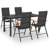vidaXL 5 pcs conjunto de jantar para jardim preto e castanho