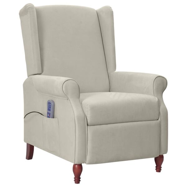 vidaXL Poltrona reclinável massagens tecido de microfibra cinza-claro