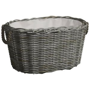 vidaXL Cesto para lenha com pegas 59x42x28 cm salgueiro cinzento
