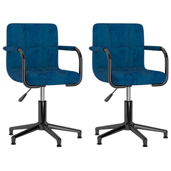 vidaXL Cadeiras de jantar girat&oacute;rias 2 pcs veludo azul